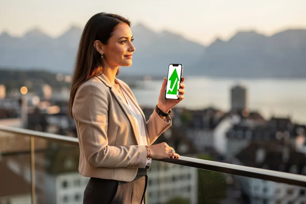 Professional expat checking investments in Zurich - Permit B investing freedom